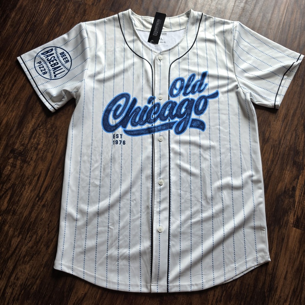 Old Chicago Baseball Jersey Mens XL New with tags Extra Large White Blue 76